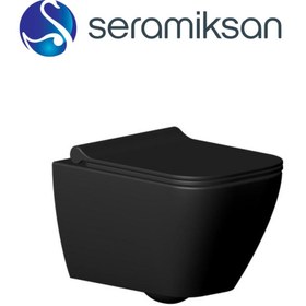 Resim Seramiksan Saturn Kanalsız Mat Siyah Asma Klozet A141201h, Yavaş Kapak 