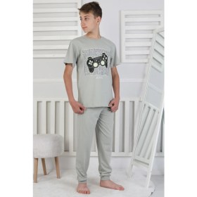 Resim Gamer Console Desenli Kısa Kollu Erkek Çocuk Pijama Takımı 