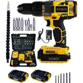 Resim Stanrayf Alman Börth 58 V 10 Ah Bakır Sargı Korumalı Motor Çift Çelik Şanzıman Çift Akülü Darbeli Vidalama Şarjlı Matkap 