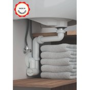 Resim Dallmer Yer Kazandıran Lavabo Sifonu 137 - Lavabo Dolabında ve Çekmecesinde, Lavabo Altında Duvara Bitişik Montajlı Koku Önleyici S Sistemi, Kolay Temizlenir Giderli, Ayarlanabilir Borulu 