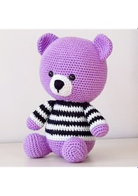 Resim Amigurumi Örgü Oyuncak Ayı Mor 