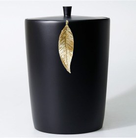 Resim Leaf Çöp Kovası Siyah Altın 