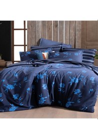 Resim Renata King Size Battal Boy %100 Pamuk Flanel Pazen Nevresim Takımı Lacivert Lacivert 