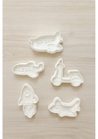 Resim Uçak Roket Ve Scooter Kurabiye Kalıbı 5 Li Set Şeker Hamuru Oyun Hamuru Kalıbı Beyaz 