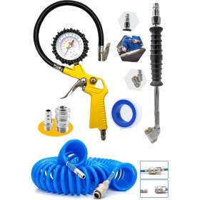 Resim Proxtech 220 Psı Saatli Lastik Şişirme Hava Tabancası, Lastik Şişirme ,15mt Spiral Hava Hortumu, Recor Set 
