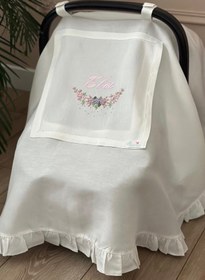 Resim Keten Puset Örtüsü Ortanca Pembeli - Bebek İsim Baş harfleri 