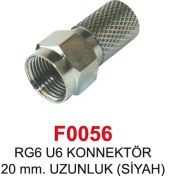 Resim Swat F0056 Rg6 U6 20 mm Geniş Fiş Konnektör Gri 100 Adet 
