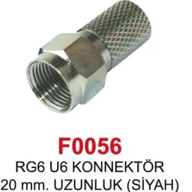Resim Swat F0056 Rg6 U6 20 mm Geniş Fiş Konnektör Gri 100 Adet 