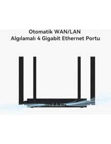 Resim Mena Rise Wifi AX3S, Wi-Fi 6 AX3000 Gigabit Çift Bant Kablosuz Yönlendirici, 4 Adet Otomatik Uyarlanan Wan/lan Ge Portu, Wi-Fi Güçlendirici, Homesec™ Ağ Güvenliği, Siyah 