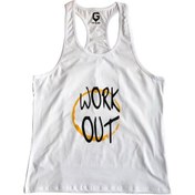 Resim Top Glory Fitness Gym Tank Top Atlet Sporcu Atleti 5034 Beyaz 