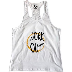 Resim Top Glory Fitness Gym Tank Top Atlet Sporcu Atleti 5034 Beyaz 