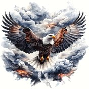 Resim Karanlık Bulutlarda Uçan Kartal, Isı Transferi Etiketleri, DIY Ütüleme Yamaları, DIY Tişörtler, Kot Pantolonlar, Ceketler, Sırt Çantaları, Hoodie'ler, Şapkalar vb. için Uygun 