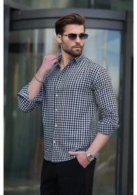 Resim Siyah Pötikareli Uzun Kollu Erkek Gömlek E6763 Siyah 