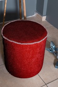 Resim Gazzini Furniture Venice Bordo Teddy Puf- Yuvarlak Makyaj Masası Pufu 