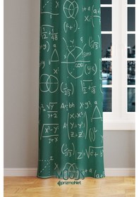 Resim Matematik Desenli Fon Perde Genç Odası Oturma Odası Süet Dijital Baskılı Ekstrafor Büzgü Tek Kanat Çok Renkli 