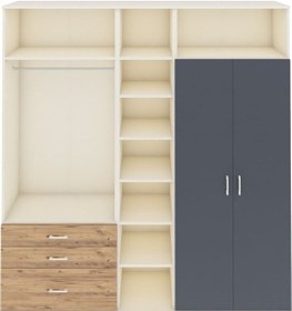 Resim Hyperion Dolap 10 Raflı 3 Çekmeceli 2 Askılı 220x44x243 Aytaşı-antrasit/çam Antrasıt/atlas Çam 