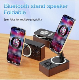 Resim Folinda 360 Derece Döner Müzik Hoparlörü - Telefon Dizüstü Bilgisayar Tutucu, 1200mah Powerbank, Çift Fonksiyonlu Ses Sistemi Ve Işıklı Stand Diğer 