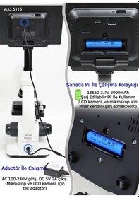 Resim Ece Opto-edu Dijital Mikroskop Isıtıcılı Tabla Sperm Ve Kan Görüntülemeye Özel Veteriner Mikroskobu Kameralı 9" Lcd Ekran 
