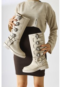 Resim Luella Bej Kemer Aksesuarlı Fermuarlı Çizme 001 
