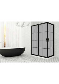 Resim Blackline Siyah Çizgili Kumlu Köşe Duşakabin 5Mm H:190 Siyah 