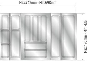Resim tify Mutfak Çekmece Içi Düzenleyici, Kaşıklık 74Cm X 48Cm Yanlar Ve Boydan 4Cm Kesilebilir, Antrasit 