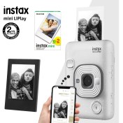 Resim Fujifilm Instax Mini Liplay Hybrid Stone White Fotoğraf MAKINESI-20LI Mini Film ve Çerçeve 