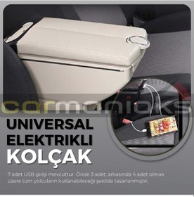 Resim Oto Kolçak Kol Dayama Çift Açılır 7 Usb Girişli Universal Bej 