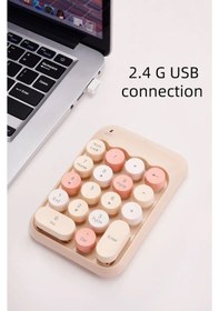 Resim Renkli Daktilo Tarzı Vintage Kablosuz Wıreless Numeric Keypad 18 Tuşlu Sayısal Klavye Numpad 