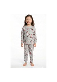 Resim Zuzunga Unisex Yılbaşı Temalı Cute Kardan Adam Desenli Çocuk Pijama Takımı Gri 