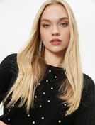 Resim Taşlı Kazak Örgü Bisiklet Yaka - El Emeği Koleksiyonu 