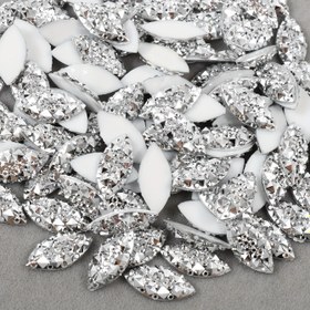 Resim 100 adet/paket At Gözü Şekilli Reçine Matkap, Beyaz AB Düz Tabanlı Matkap, Yüksek Kaliteli Gümüş Renkli Reçine Matkap Giyim DIY için 