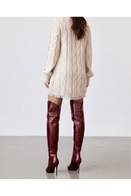 Resim Felisya Butik Timsah Desenli Kasık Boyu Çizme- FelisyaButik 