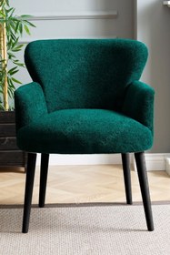 Resim LOVİSSE HOME Yeşil Siyah Ayak Teddy Berjer , Salon, Balkon, Ofis, Bekleme, Güzellik Merkezi, çay seti 