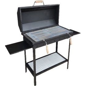 Resim İklim Demir Kapaklı Barbekü Yazlık Tipi Mangal Grill Oluklu Izgara Siyah 40 X 70 