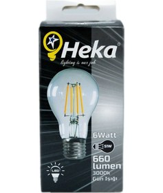 Resim Heka 6W 230V 3000K E27 A60 Led Flamanlı Rustik Ampul 