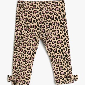 Resim Kız Bebek Tayt Leopar Desenli Fiyonk Detaylı Pamuklu Şardonlu 