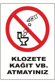 Resim KanvasSepeti Klozete Kağıt VB. Atmayınız uyarı Folyo Etiket Baskı Sticker 