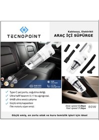 Resim 12v Araç Süpürgesi 80w Kablosuz Şarjlı 
