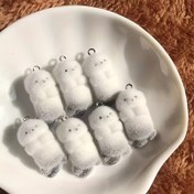 Resim 6 adet Sevimli Otter Reçine Kolyeler - Yumuşak Flocked Okyanus Hayvanı Boncukları, DIY Küpe, Anahtarlık ve El Sanatları için, Beyaz Siyah Gözlerle ve Boncuklu Detaylar, DIY Takı Yapımı | Çekici Tasarım | Kaliteli El Sanatları Malzemesi 