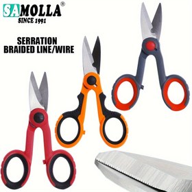 Resim SAMOLLA Paslanmaz Çelik Balıkçılık Makası - Çok Renkli Örgülü Hat Kesici & Soyucu, Ergonomik Sap, Tüm Balıkçılar İçin Dayanıklı Araç, Şükran Günü Balıkçılık Maceraları İçin Mükemmel, SAMOLLA 