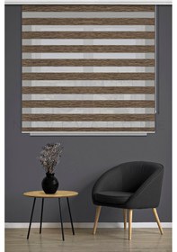 Resim Zebra Stor Perde 03 Açık Kahve Mutfak Çocuk Odası Ofis Balkon Salon Perdesi Güneşlik Perde Plaseco Açık Kahve 