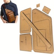 Resim 1 Set DIY Sahte Deri El Sanatları Kiti: Crossbody ve Göğüs Çantası Desen Şablonları - Erkekler için El Yapımı Stencil Malzemeleri, Kahverengi Kraft Kağıdı, Dayanıklı Ahşap Çiviler, Dikiş İpi, Dikiş Malzemeleri|El Sanatları Malzemeleri|Dayanıklı Çiviler, Deri El Sanatları Malzemeleri 