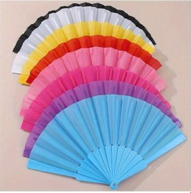 Resim Zhanglei001 Pembe Zarif Katlanır Düz Renkli Yelpaze - Arkadaş Ve Aile İçin Hediyelik 