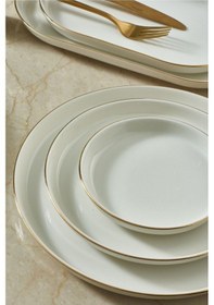 Resim Bilbao 69 Parça 12 Kişilik Bone Yemek Takımı Altın Fileli Krem 