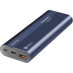 Resim Promate Powertank-20 PowerBank 20000 mAh 18W QC 3.0 Hızlı Şarj USB ve Type-C Mavi 