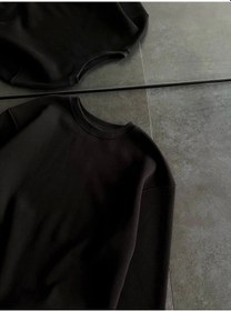 Resim Kışlık Bisiklet Yaka Üç İplik Basic Sweatshirt - Siyah Karışık Çok Renkli 