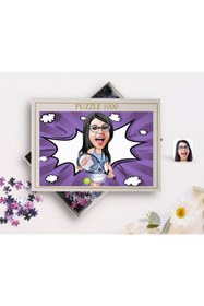 Resim Bk Gift Kişiye Özel Kadın Tenis Oyuncusu Karikatürlü 1000 Parça Profesyonel Puzzle-1 