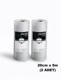 Resim VI'ORIO 20cm X 5m (2 Adet) Rulo Tırtıklı Vakum Makinesi Poşeti Vakum Poşeti 