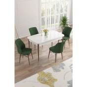 Resim Canisa Concept Nef Serisi 70 x 114 Cm, Açılabilir Mdf Mutfak Masa Takımı, Beyaz Masa Ceviz Ayak, 4 Sandalye 
