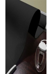 Resim Ithal Kalın Siyah Beyaz Zebra Stor Güneşlik Perde Etek Dilimsiz Alüminyum Kasa Metal Ayak Siyah 